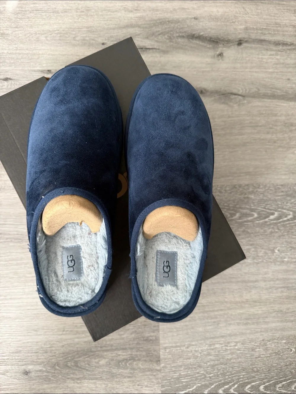 UGG Men’s Navy Suede Slip-On Slippers